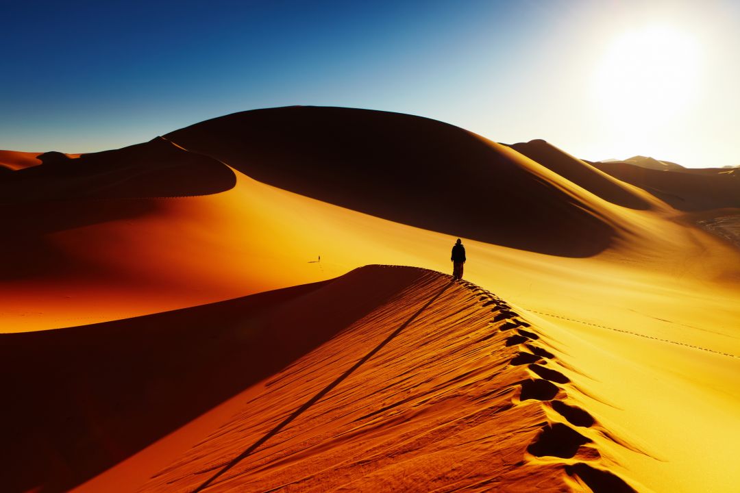Sahara dunes and rock formations in Algeria